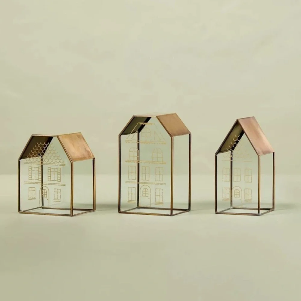 Hearth & Hand Elegant Glass & Brass Gold House Decor Set of 3
